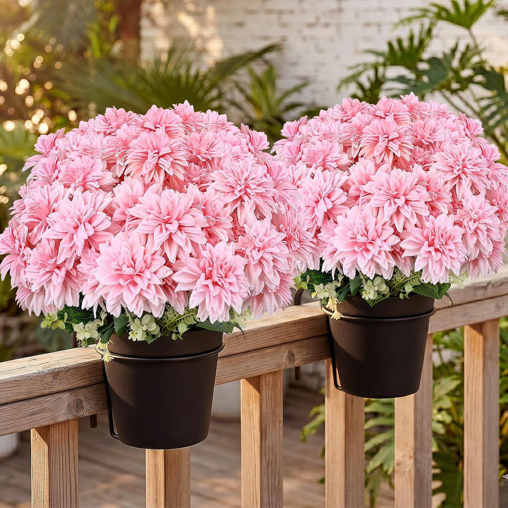 2 Pack 18'' Pink Dahlia Artificial Flowers Potted
