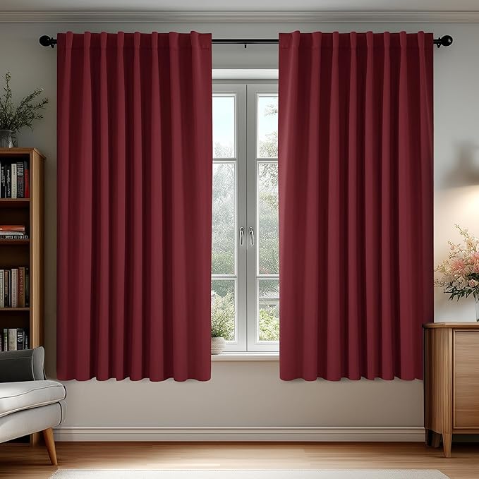 Deconovo Blackout Curtains, Thermal Insulated, W70 x L63 2 Panels, Back Tab by Deconovo