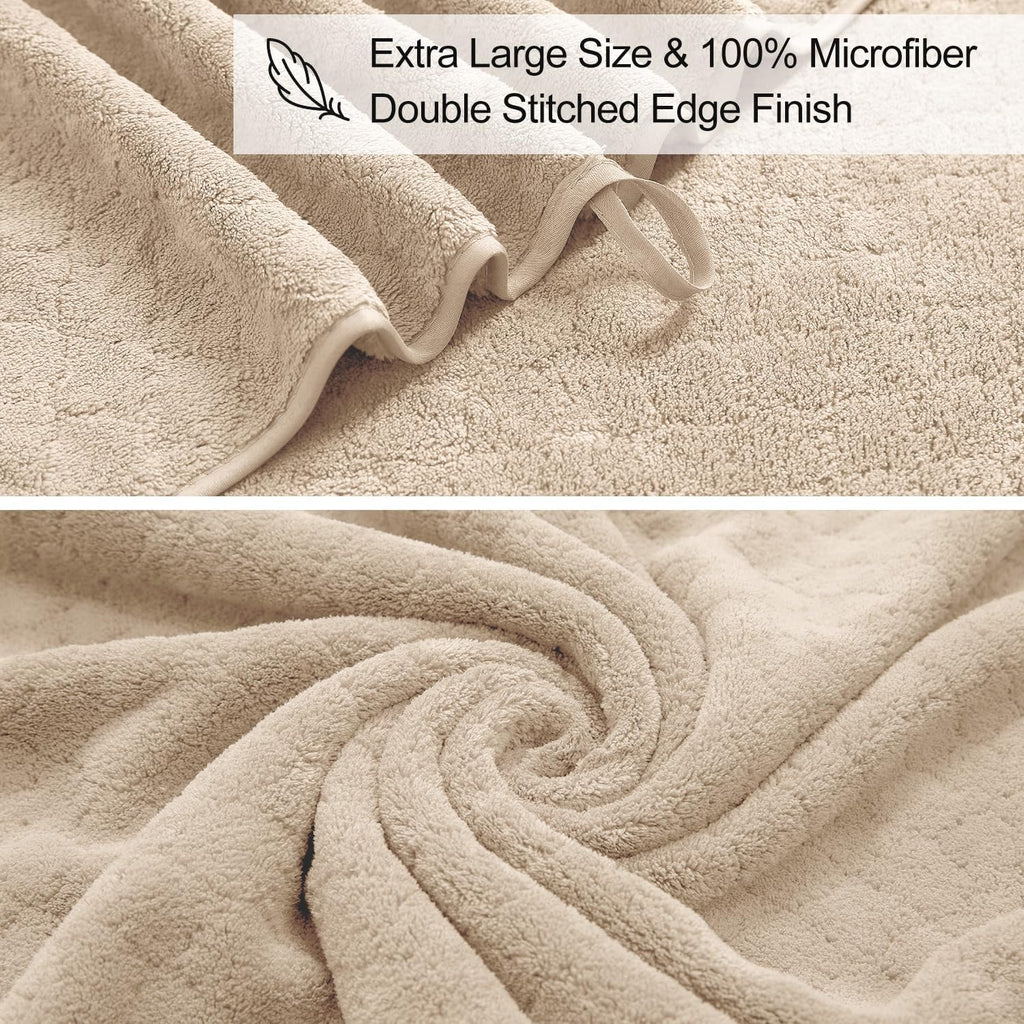 Hailea Luxury Bath Towels Set - 12 Piece (4 Large Bath Towels,4 Hand Towels,4 Washcloths), 100% Microfiber,Extra Absorbent Super Soft & Quick Dry,Complete Family Pack for Bathroom Gym Pool,Camel