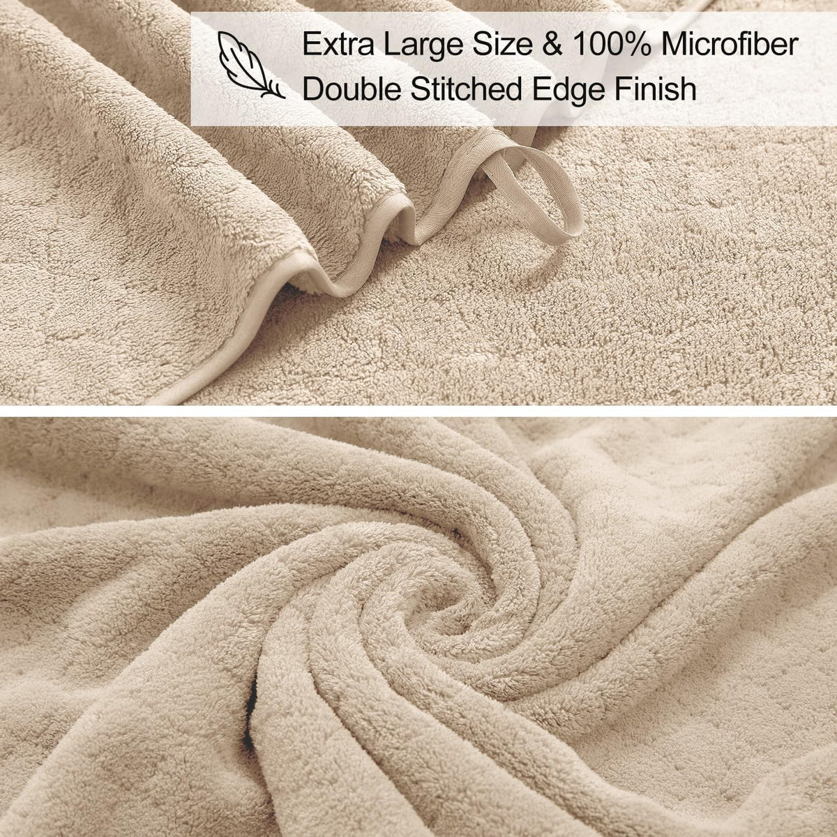 Hailea Luxury Bath Towels Set - 12 Piece (4 Large Bath Towels,4 Hand Towels,4 Washcloths), 100% Microfiber,Extra Absorbent Super Soft & Quick Dry,Complete Family Pack for Bathroom Gym Pool,Camel