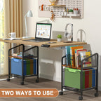 Rolling File Cabinet with Adjustable Dividers, Vertical Filing Cabinet with Storage Drawer on Lockable Wheels, Hanging File Organizer Beside Under Desk for Office, Home（Patent Pending）