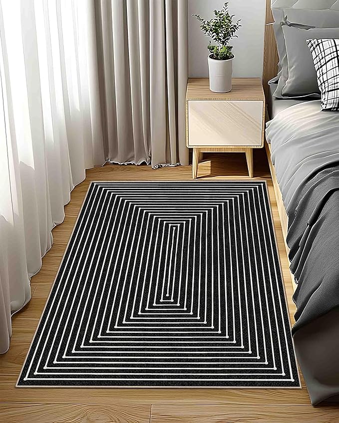 Latte&Fog 3x5 Entryway Rug Indoor, Modern Abstract Washable Area Rug, Boho Non - Image 2