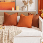 MIULEE Decorative Linen Pillow Covers 18x18 Inch Burnt Orange ​Boho Farmhouse​ - Image 7