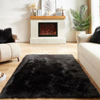 AMTOVO Faux Fur Sheepskin Rug for Living Room, 4 x 6 ft Black Fluffy Area Rug - Image 2