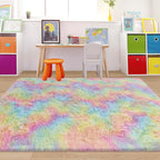 Fluffy Rainbow Colorful Area Rug - Image 5
