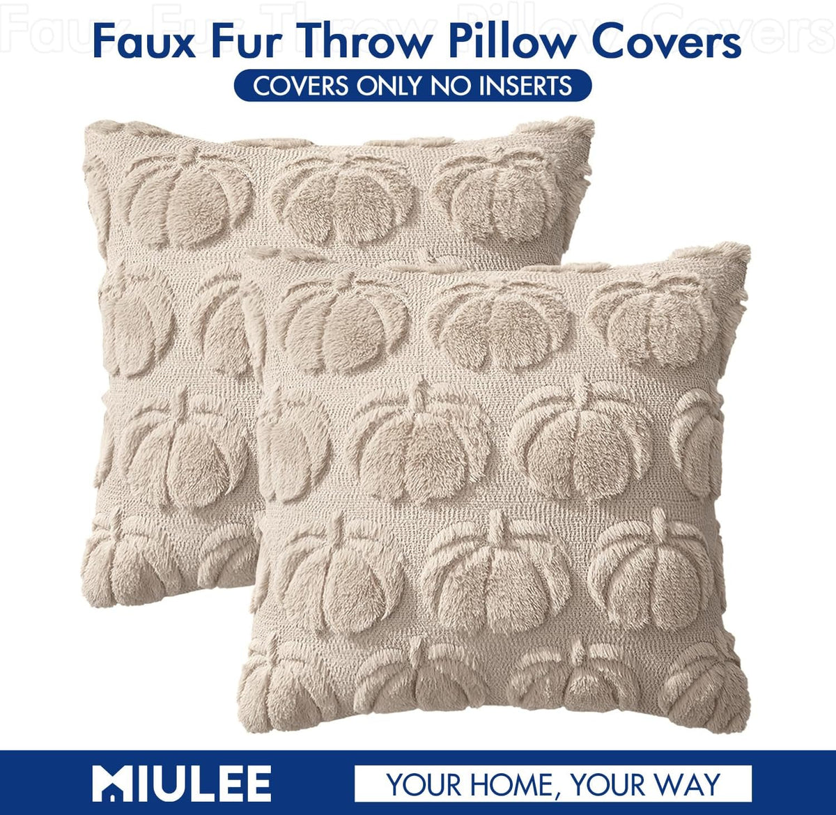 MIULEE Fall Pillow Covers Pumpkin Fall Decor 18x18 Beige