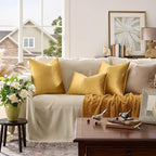 GIGIZAZA Golden Throw Pillow Covers 18x18 Decorative Velvet Cushion Covers Pack - Image 2