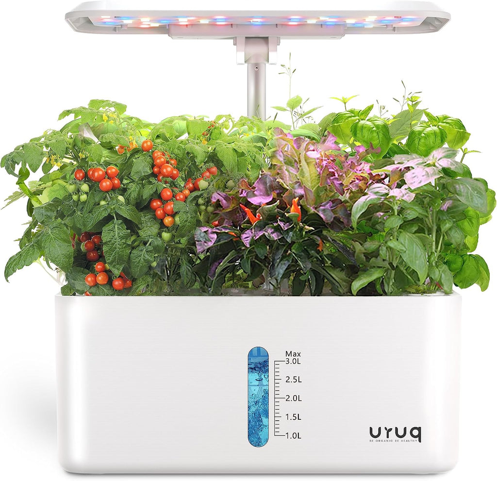 8 Pods Hydroponics Growing System with LED Grow Light - White