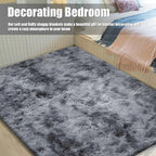 Shag Area Rug for Bedroom 4x6, Tie-Dyed Black Fluffy Area Rugs for Living Room - Image 6