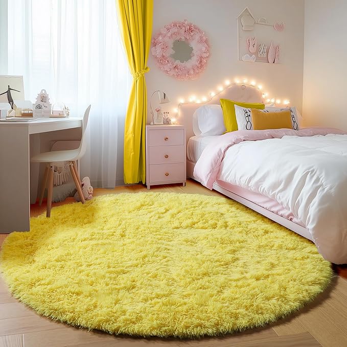 ONASAR Yellow Round Area Rugs 4ft - Image 3