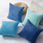 Topfinel Blue Throw Pillow Covers 18x18 Inch Set of 4, Soft Accent Corduroy - Image 4