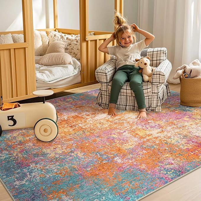 Washable Area Rugs 5'x7' Non-Slip Modern Abstract Soft - Image 3
