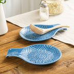 Ceramic Spoon Rest, 7.48 Inches Spoon Holder for Kitchen Counter, Kitchen Accessories, Dishwasher Safe, Dark Blue