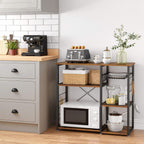 VASAGLE Kitchen Baker’s Rack, Steel Frame, Wire Basket, 6 Hooks