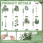 200 Pcs 8 Kinds Mixed Artificial Eucalyptus Stems Bulk Fake Silver Dollar Eucalyptus White Seeds Stems Bundle Faux Plants Greenery for DIY Bouquets Floral Arrangement Wedding Engagement Party Decor