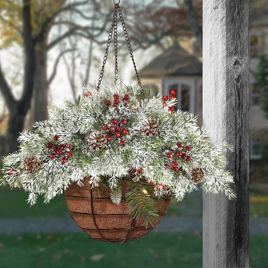 26 inch Christmas Decorative Swag Artificial Christmas Mailbox Swag Pine Branch Red Berry Front Door Winter Decor for Xmas Holiday Outdoor Porch Door Patio Decor