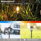 Mancra Solar Pathway Lights, 8 Pack LED Solar Lights Outdoor Waterproof, Glass Metal Garden Lighting for Yard Path Landscape Lawn Walkway Driveway, 3000K