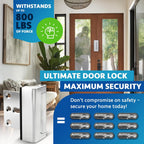Dwell+Good Door Reinforcement Lock (2-Pack) - DIY Nickel Home Security Door Lock for Front Door - Security Locks for Doors Inside | Child Proof Door Lock for Kids Safety - Withstand 800 LB of Force