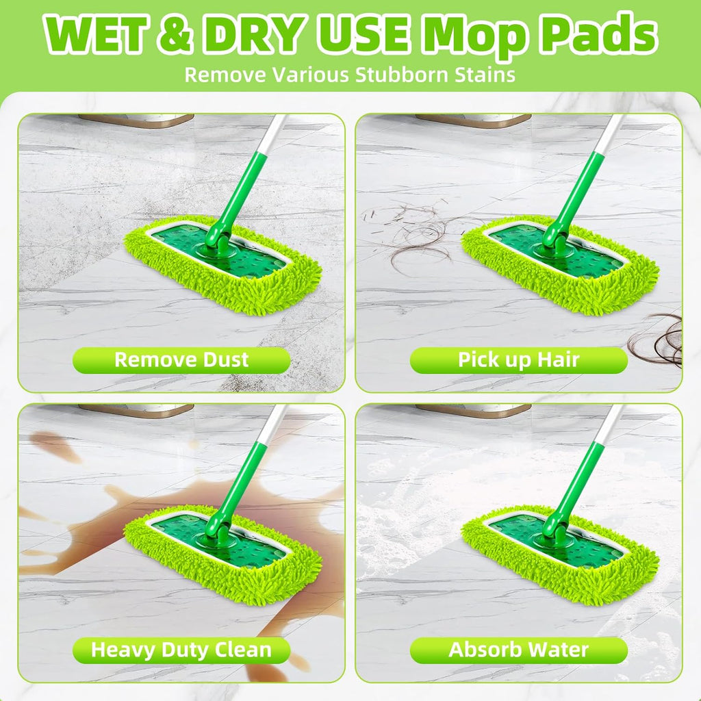 Reusable Microfiber Chenille Mop Pads Compatible with Swiffer Sweeper Mop
