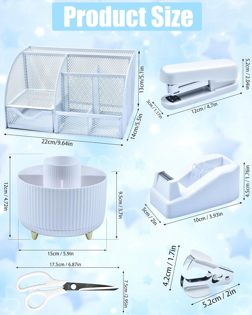 White Desk Accessories 21-Piece Office Supplies Gift Set