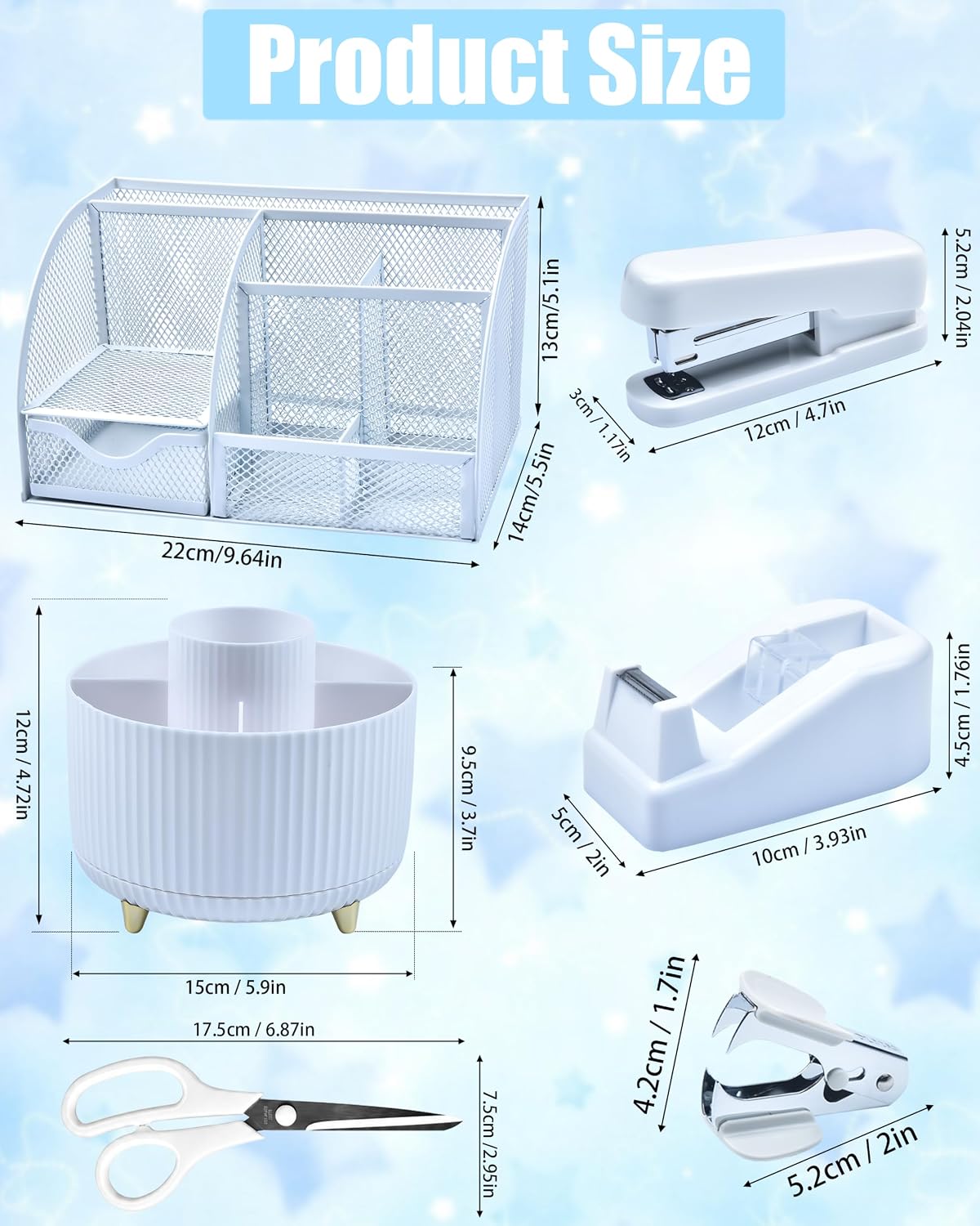 White Desk Accessories 21-Piece Office Supplies Gift Set