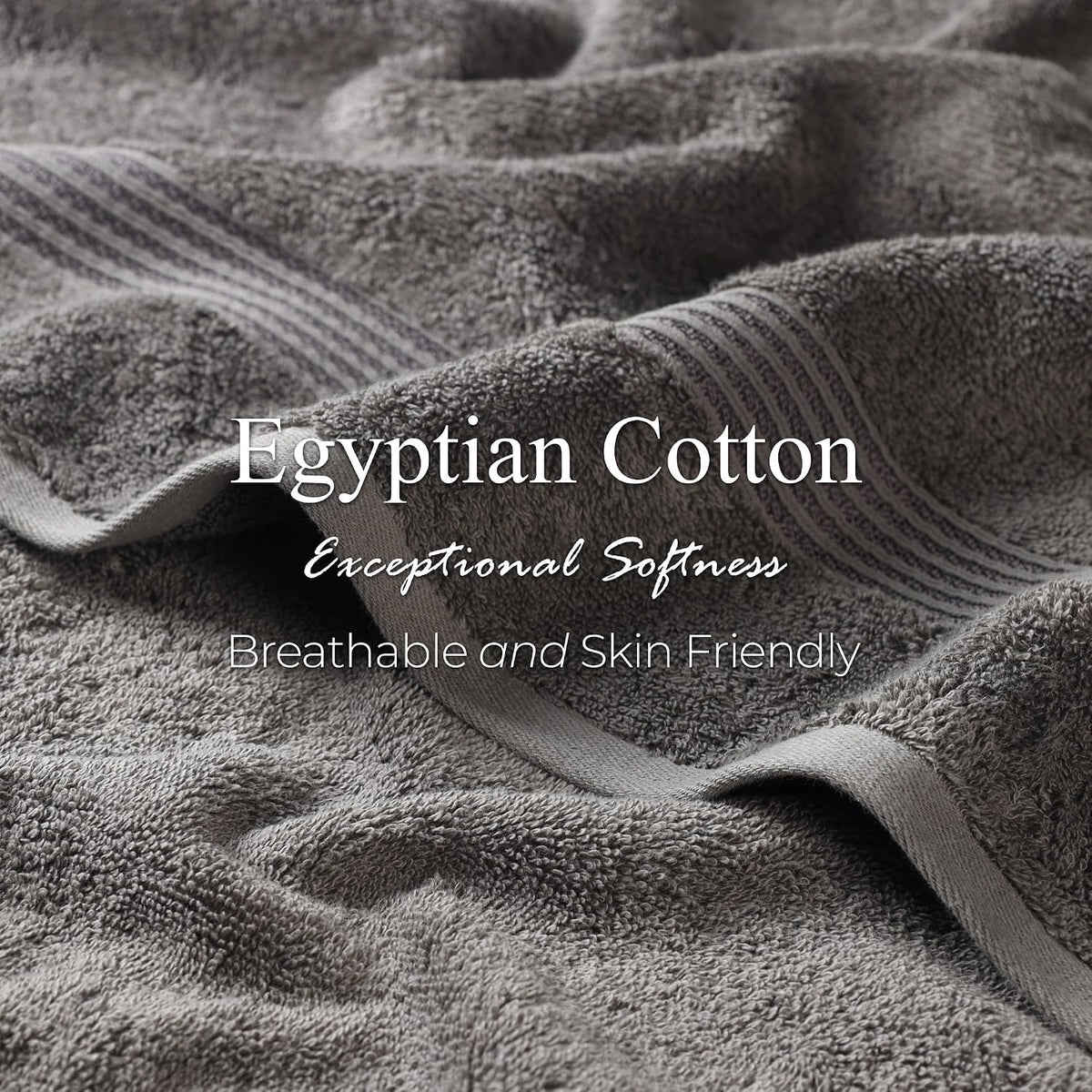 Superior Egyptian Cotton 6-Piece Towel Set, Assorted Towels for Home Bathroom, Master, Guest Bath, Decor Essentials, Includes 2 Bath, 2 Hand, 2 Face Towels/Washcloths, Quick Dry, Absorbent, Charcoal