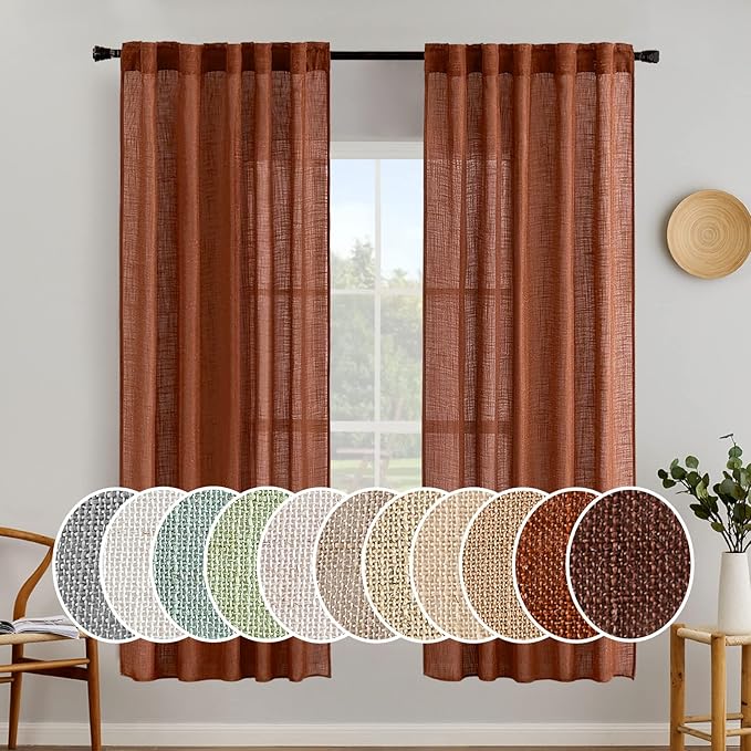 MIULEE Burnt Orange Curtains 72 Inch Length by MIULEE