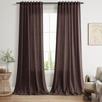 Coffee Brown Linen Curtains for Living Room 98 Inches Long Light Filtering Semi by Nanspring