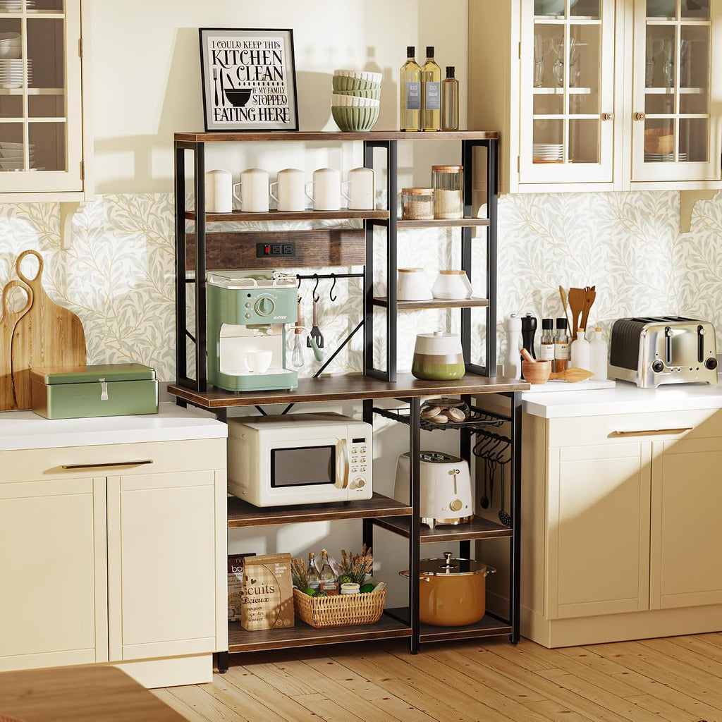 SUPERJARE Large Bakers Rack with Power Outlets, 39.6 Inches Microwave Stand