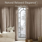 Chocolate Brown Linen Curtain 90 inch Length 2 Panels Set Back Tab Light - Image 6