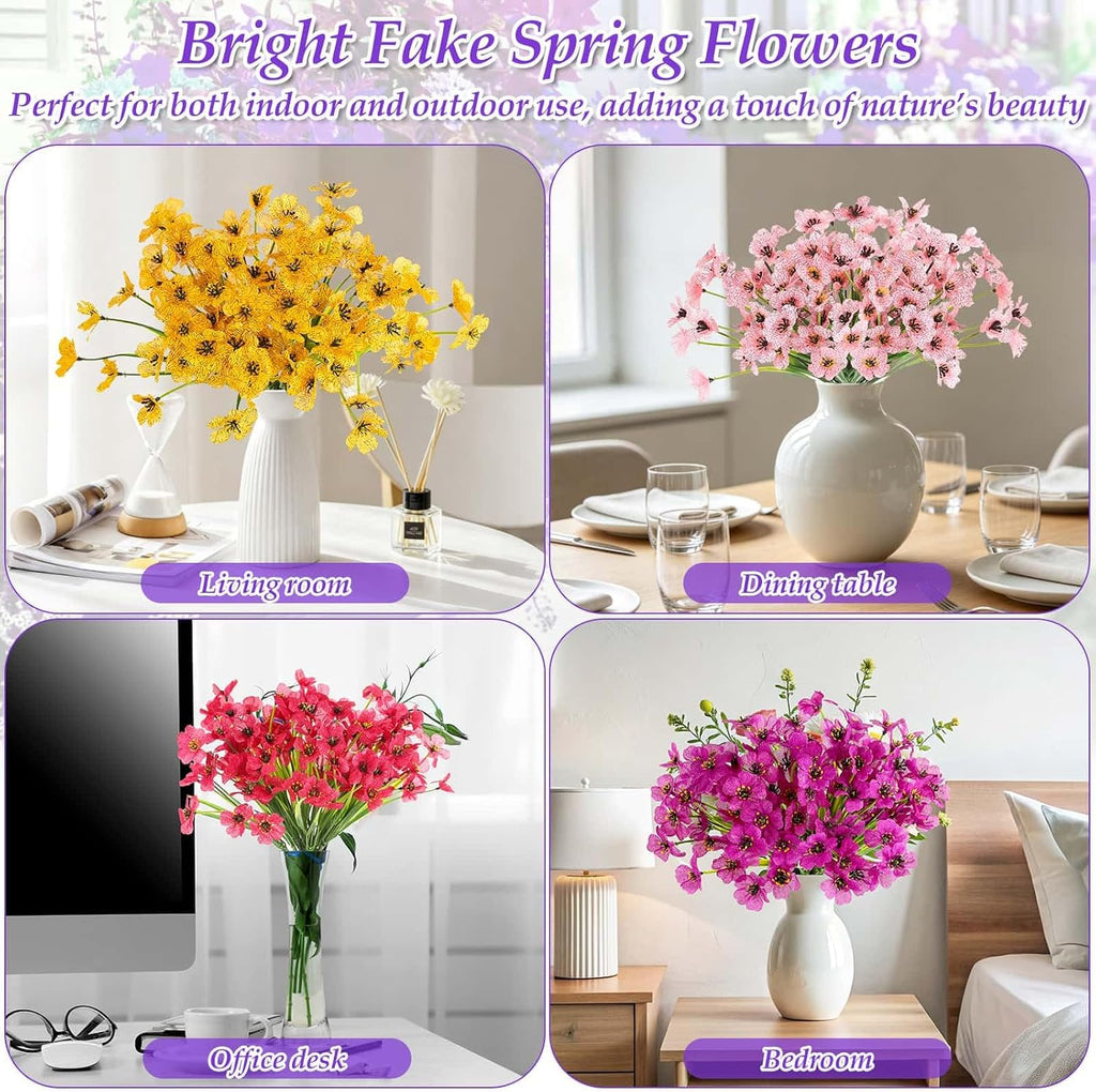 30 Bundles Realistic Artificial Flowers Bulk for Outdoors, UV Resistant