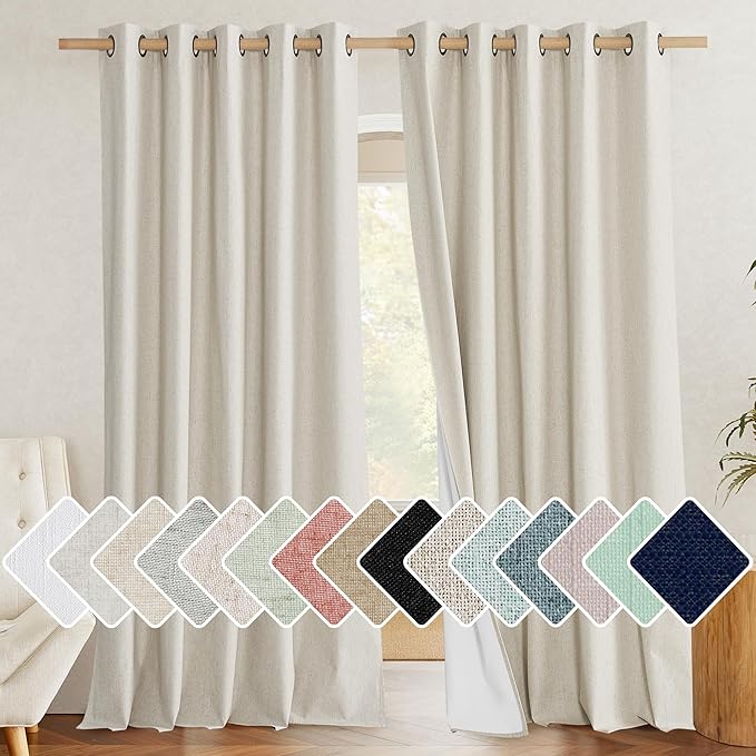 NICETOWN Extra Long Natural Linen 100% Blackout Curtains 120 inches Length 2 by NICETOWN