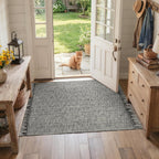 Collive 3' x 5' Indoor Entryway Rug, Boho Modern Grey Washable Kitchen Rug