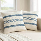 MIULEE Set of 2 Coastal Blue Boho Decorative Pillow Covers 18x18 Inch Farmhouse by MIULEE