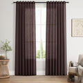 Coffee Brown Linen Curtains 80 Inch Length by Nanspring