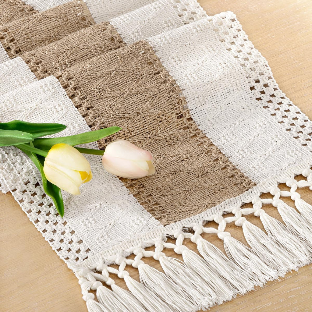 Boho Table Runner Fall Farmhouse Rustic Dining Dresser Scarf Home Decor