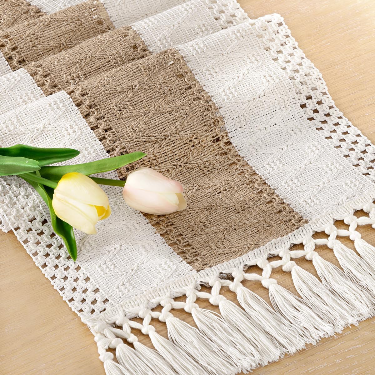 Boho Table Runner Fall Farmhouse Rustic Dining Dresser Scarf Home Decor