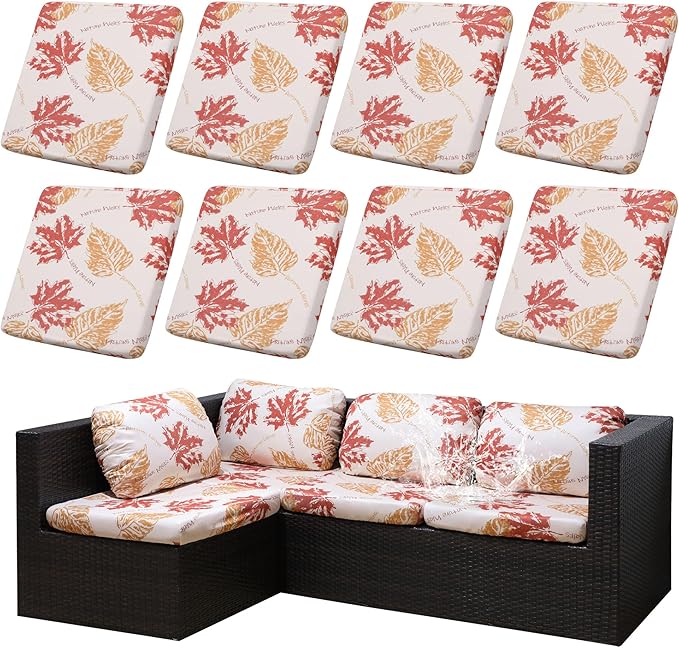 8Pcs Outdoor Cushion Covers, Patio Cushion Covers, Stretch Elastic Slipcovers by dreahoteztil