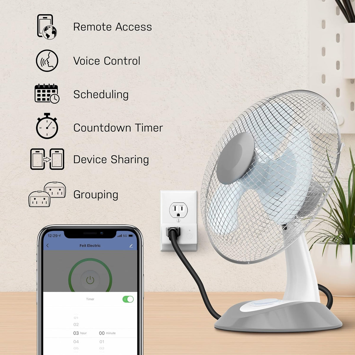 Feit Electric Smart Wi-Fi Plug, Works with Alexa and Google Home