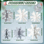 Wooden Snowflake Decorations, 3D Christmas Table Decorations, Set of 6