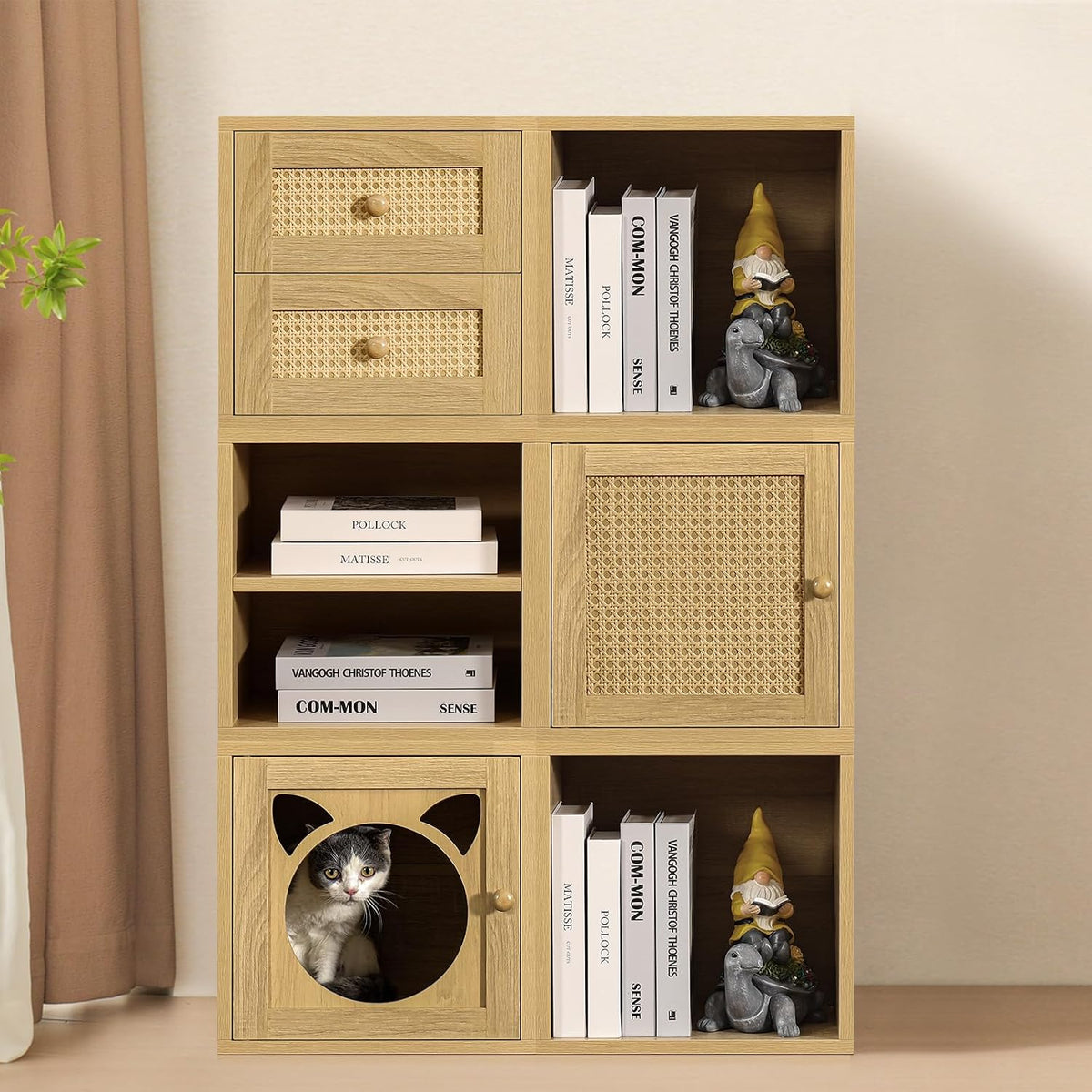 FUSUNBAO Magic DIY Cube Storage Organizer Stackable Cubes for Home Books Clothes Toy -Modular Cubby Storage System -Closet Organizer -Bookcase Closet (Yellow Oak, 1 Layer Cube)