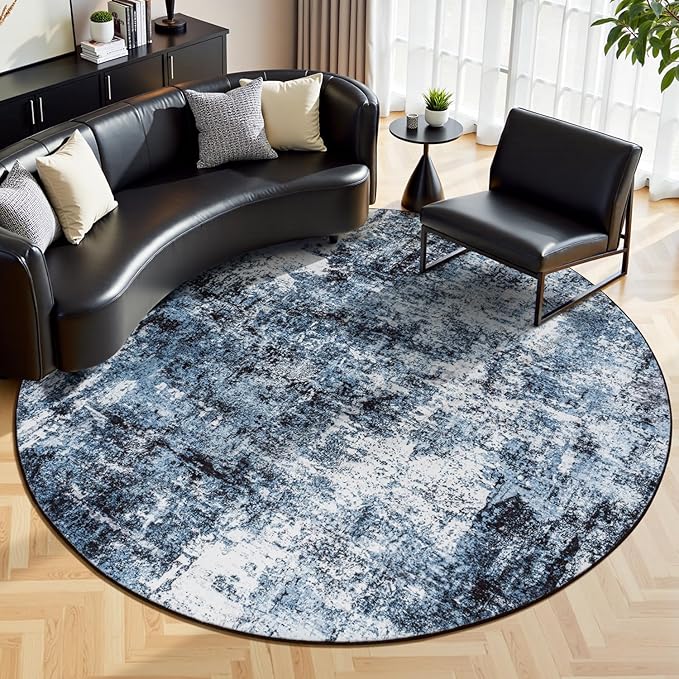 Rugflix Round Area Rugs 8Ft for Living Room, 8x8 Washable Rug Stain-Resistant by RugflixAreaRugs