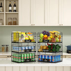 3 Pack XXL Stackable Wire Baskets with Handles & Name Plates