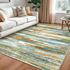 Lansny Modern Abstract 5x7 Machine Washable Area Rug Non-Slip Soft Bedroom by lansny