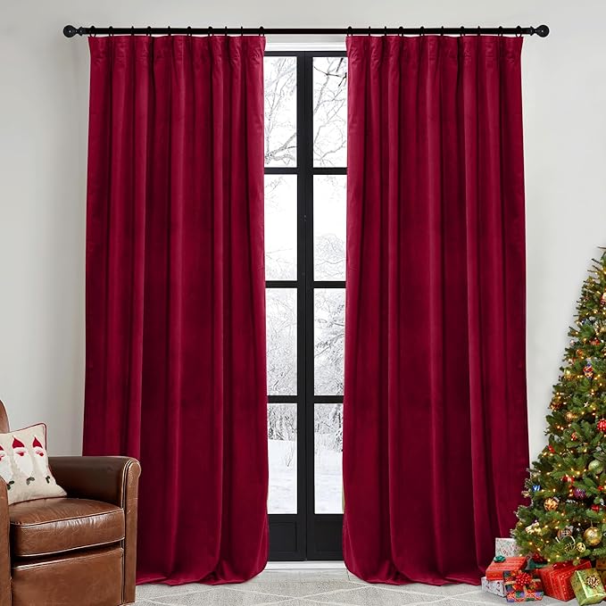 RYB HOME Red Velvet Curtains 84 inches by RYBHOME