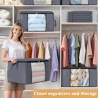 Fab totes 6 Pack Storage Bags for Clothes Blanket Storage Bins with Lids