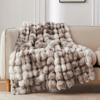 COOVA Soft Bubble Faux Fur Throw Blanket, 50"x60", Tie-dye Brown