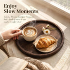 DomeStar 12 Inch Brown Solid Wood Rustic Farmhouse Tray