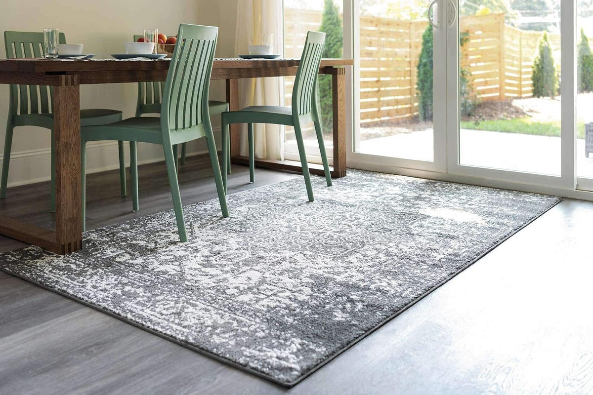 Unique Loom Richmond Collection Area Rug - Medallion (2' x 3' 1" Rectangle, Dark Gray/ Ivory)