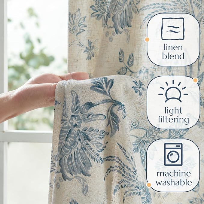 jinchan Linen Floral Curtains for Living Room - Image 4